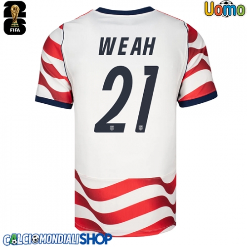 Maglie da calcio Stati Uniti Timothy Weah #21 Prima Maglia Mondiali 2026  Manica Corta
